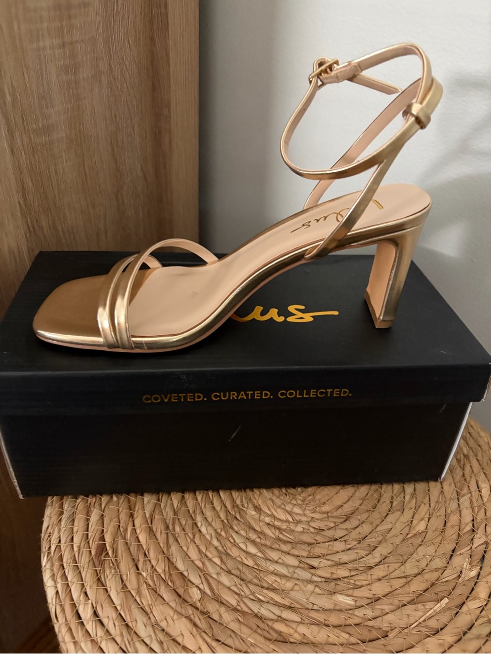 Lulu's Rose Gold Strappy Block Heel Sandal